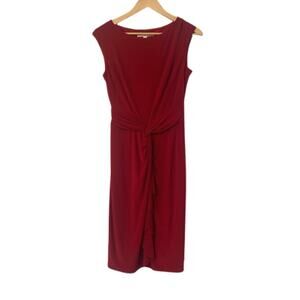 EVAN-PICONE Red Sleeveless Knot Gather Front Dress | 4